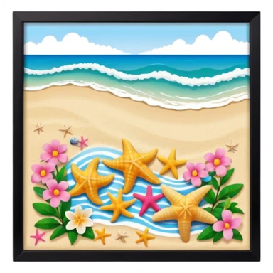 Conchiglie mare cocco onde stella marina fiori estivi tartarughe  sticker
