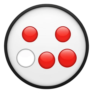 Red circle with a white circle inside and inside the white circle is a black circle sticker