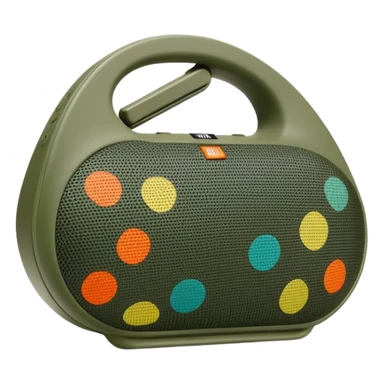 Highly minimalist JBL Clip 4 portable speaker, abstract shape with simplified camo spots, iOS emoji style sticker