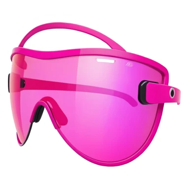 sporty pink shield visor sunglasses with neon pink one-piece lens, athletic futuristic design sticker