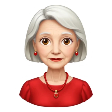 elderly woman with red dress and red necklace  sticker