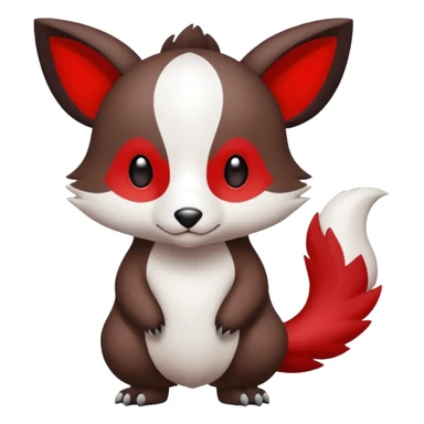 Cute cool white red dark-brown animal hybrid Fakemon full body sticker