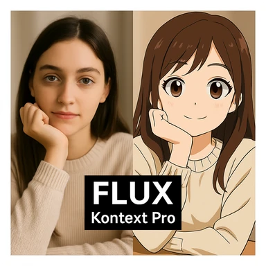 replace the logo with the text of "FLUX kontext pro" without black background just text, keep everything else same sticker