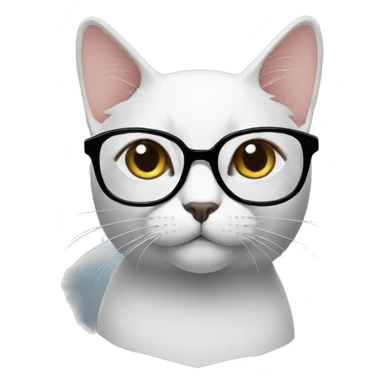 cat black with glasses  sticker