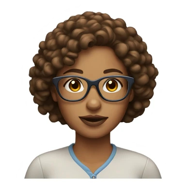 Cool woman with pal skin, brown curly hair and glasses. sticker