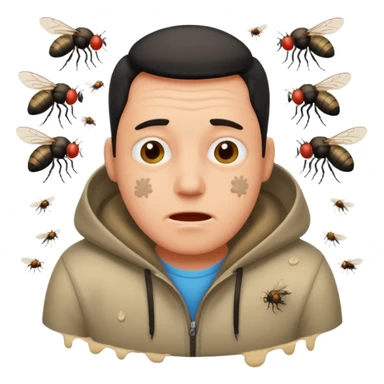 stinky guy with flies sticker