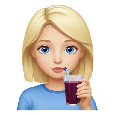 blonde girl with blue eyes drinking elderberry juice sticker