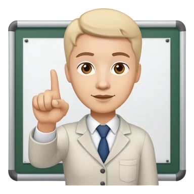 teacher pointing at board sticker