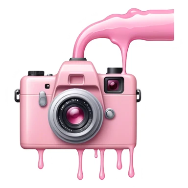 Light pink liquid dripping over a camera sticker