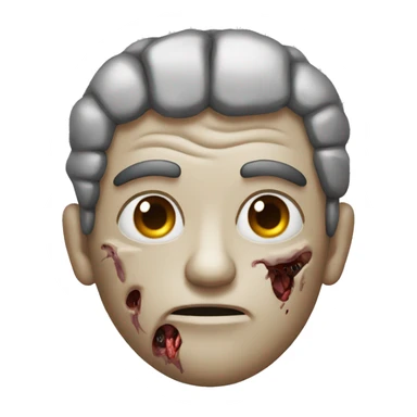 half man half zombie with a brain sticker