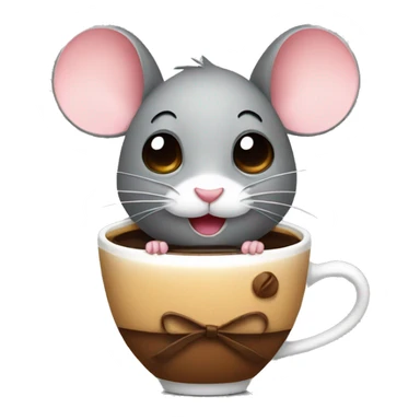 Mouse with bow and coffee sticker