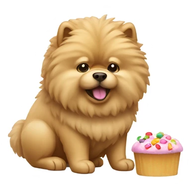 A beige Pom chow eating sweets sticker
