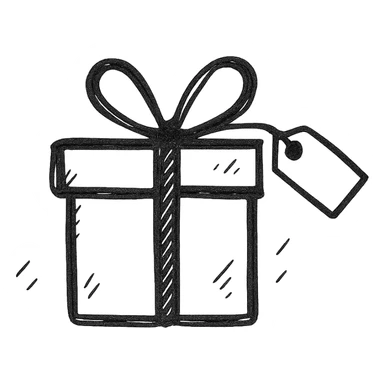 a gift with a tag sticker