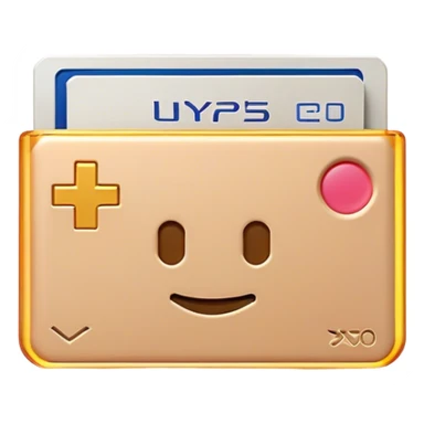 Clash of Clans aesthetic: Cinematic Playful PlayStation Memory Card Portrait Emoji, rendered in a 3D vector-style similar to standard emojis with minimal shading and bold, simplified shapes. A compact, distinct form with signature details, softly glowing with a cutting-edge console technology charm. Simplified yet unmistakably iconic, highly detailed and consistent, glowing with a soft radiance and high shine. Stylized with a touch of technological advancement and a soft glowing outline, capturing the essence of a beloved gaming relic with a friendly, playful manner! sticker