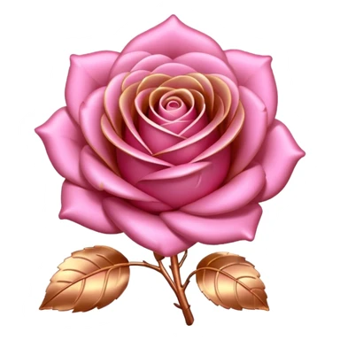 rose gold rose, shiny metallic pink-gold, simple and expressive emoji sticker