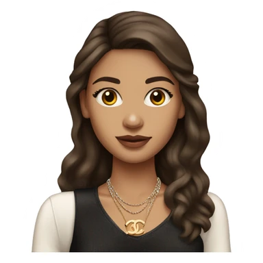 Dark brown hair light skin girl with Birkin bag and Chanel necklace sticker