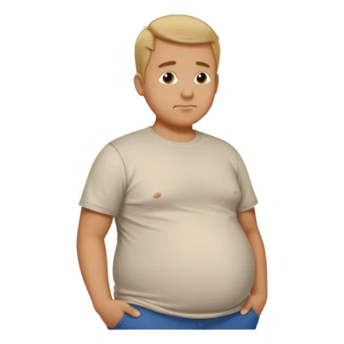 Male has bloated belly in t-shirt profile angle shot sticker
