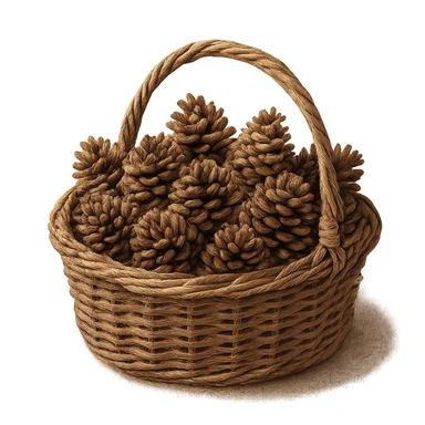 cozy basket of pinecones, rustic and homey sticker