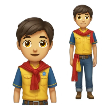 Scout boy with a RED ans YELLOW knotted scarf ans à blue scout shirt sticker