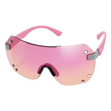 Y2K style frameless visor sunglasses with pink tint, one-piece shield lens sticker