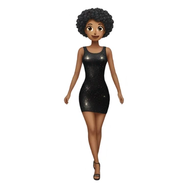 sparkly short black bodycon dress floating in the air sticker