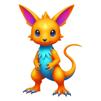 colorful neon-colored Fakémon-Digimon-Fionbri-Trico-creature (full body) sticker