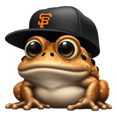 Brown toad with black San Francisco Giants hat side view  sticker