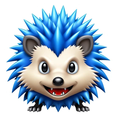 a fantastical dangerous and spooky electric hedgehog with sharp teeth, metal electric spikes, and strong fangs, electricity and lightning coming, menacing look sticker