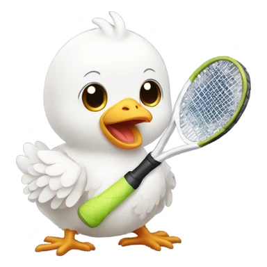 Baby girl chicken holding tennis racquet  sticker