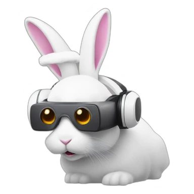 white Bunny in vr headset christmas sticker