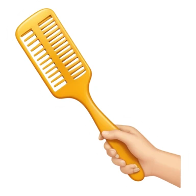 hand holding a comb with tidy hair, clean and friendly sticker