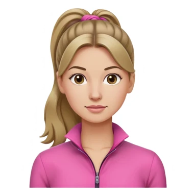 Woman dark blond hair ponytail pink  full body jumpsuit  sticker