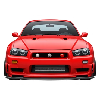 Nissan Skyline GTR R34, front view, expressive, emoji style, Discord icon sticker