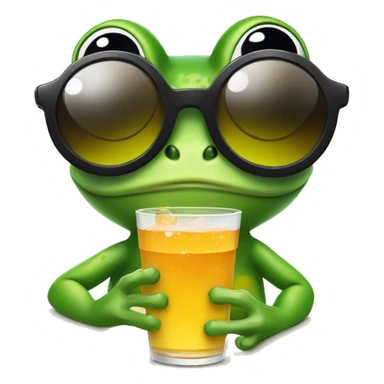 Frog wearing sunglasses holding drink sticker