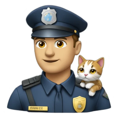 Un policier futuriste avec un chat sur la tête sticker