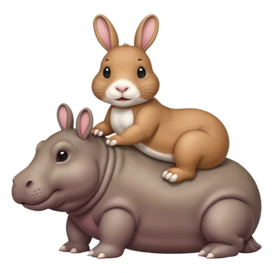 rabbit on hippo sticker