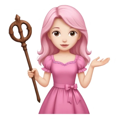beautiful-haired in pink woman with a wand sticker