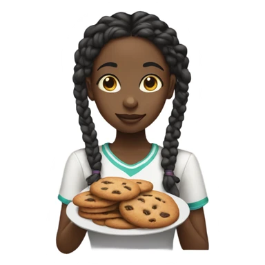 Black girl with braids eating cookies sticker