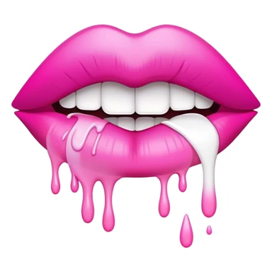 Floating pink ombre lips with white paint dripping off sticker