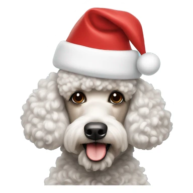 Poodle with Santa hat sticker