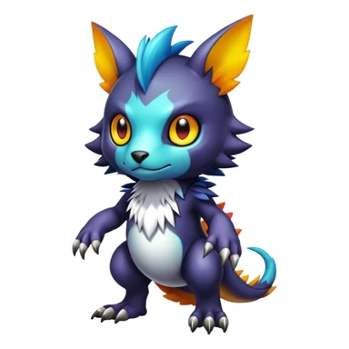 Cute cool colorful dark fantasy-Digimon-animal-hybrid full body sticker