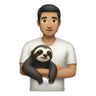 black hair pale software engineer with a sloth around the neck sticker