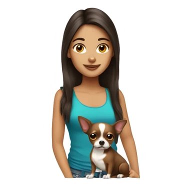 Brunette girl with chihuahua sticker