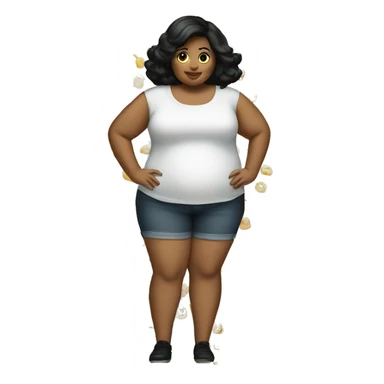 Fat girl top heavy skinny legs black hair sticker