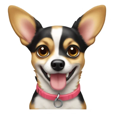 chihuahua corgi mix playing with toy sticker