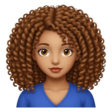 Beautiful Haitian and Puerto Rican girl with light brown skin and medium length curly very curly hair and beautiful hazel eyes sticker