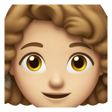 girl with brown hair, hazel eyes, fair skin, smiling sticker