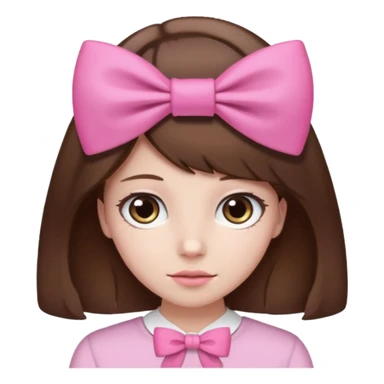 brown hair from behind with a pink bow sticker