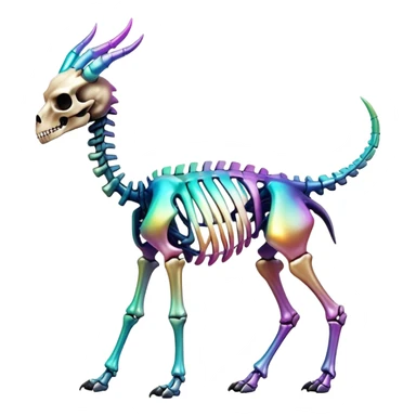 An iridescent gradient epic shiny cool edgy skeletal animal, full body sticker