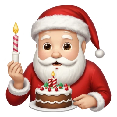 Santa eating birthday cake sticker